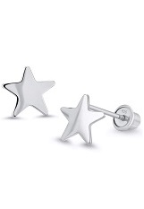 pretty plain star sterling silver baby earrings
